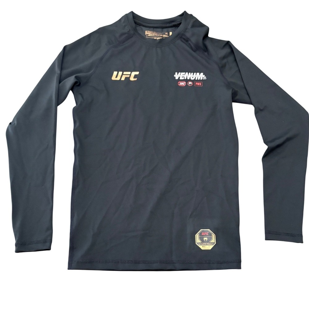 UFC Venum FW Performance Long Sleeve Rashguard Large Black Gold Training Top